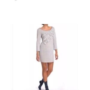 Anthropologie Lili's Closet Gray Long Sleeve Ruffle Dress Size M